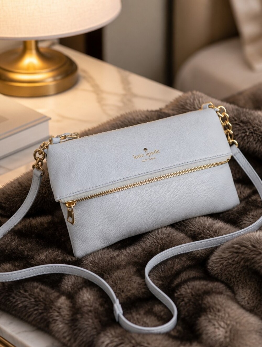 Kate Spade Cobble Hill Carson Foldover Bag Blue